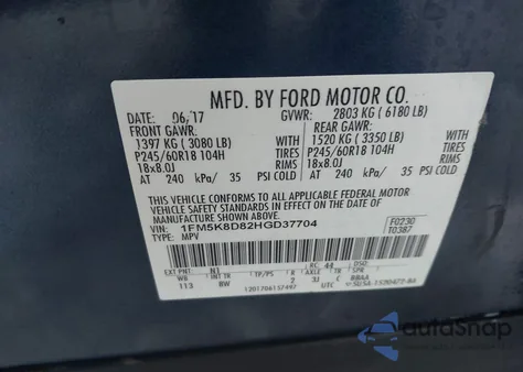 2017 Ford Explorer Xlt z USA, uszkodzony, nr VIN 1FM5K8D82HGD37704